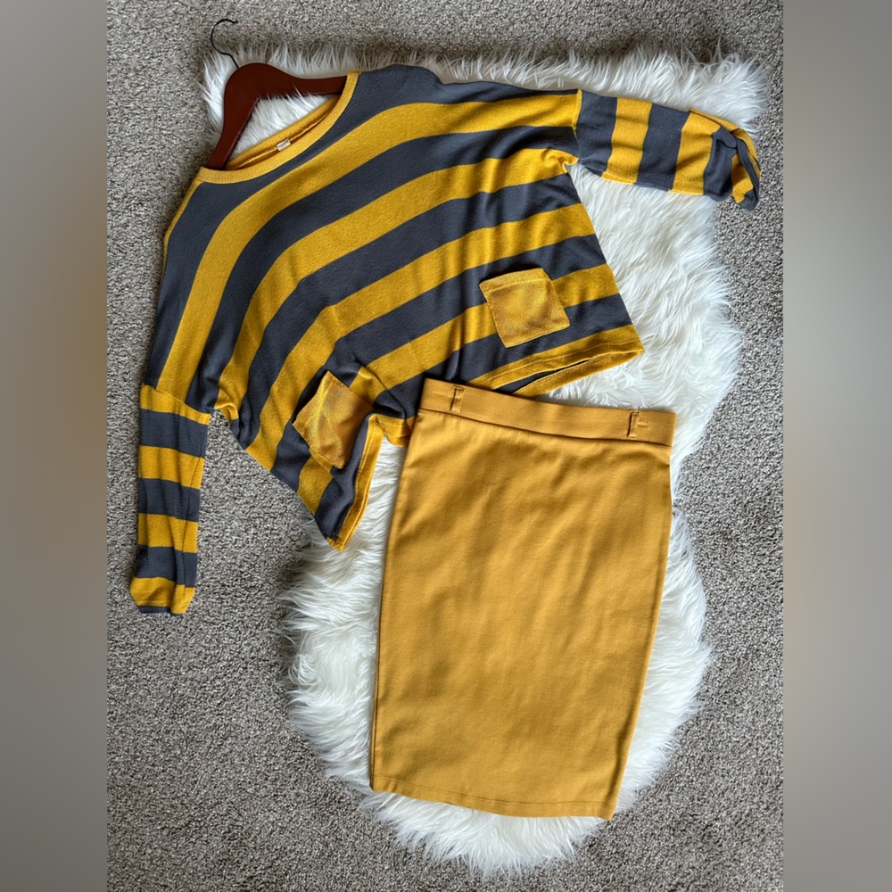 Women Iris and Robin K Coords Set Top & Skirt Set Size S and L Mistard Yellow